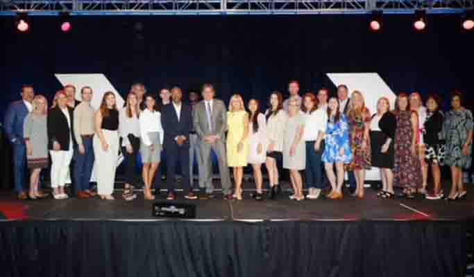 many people on a stage